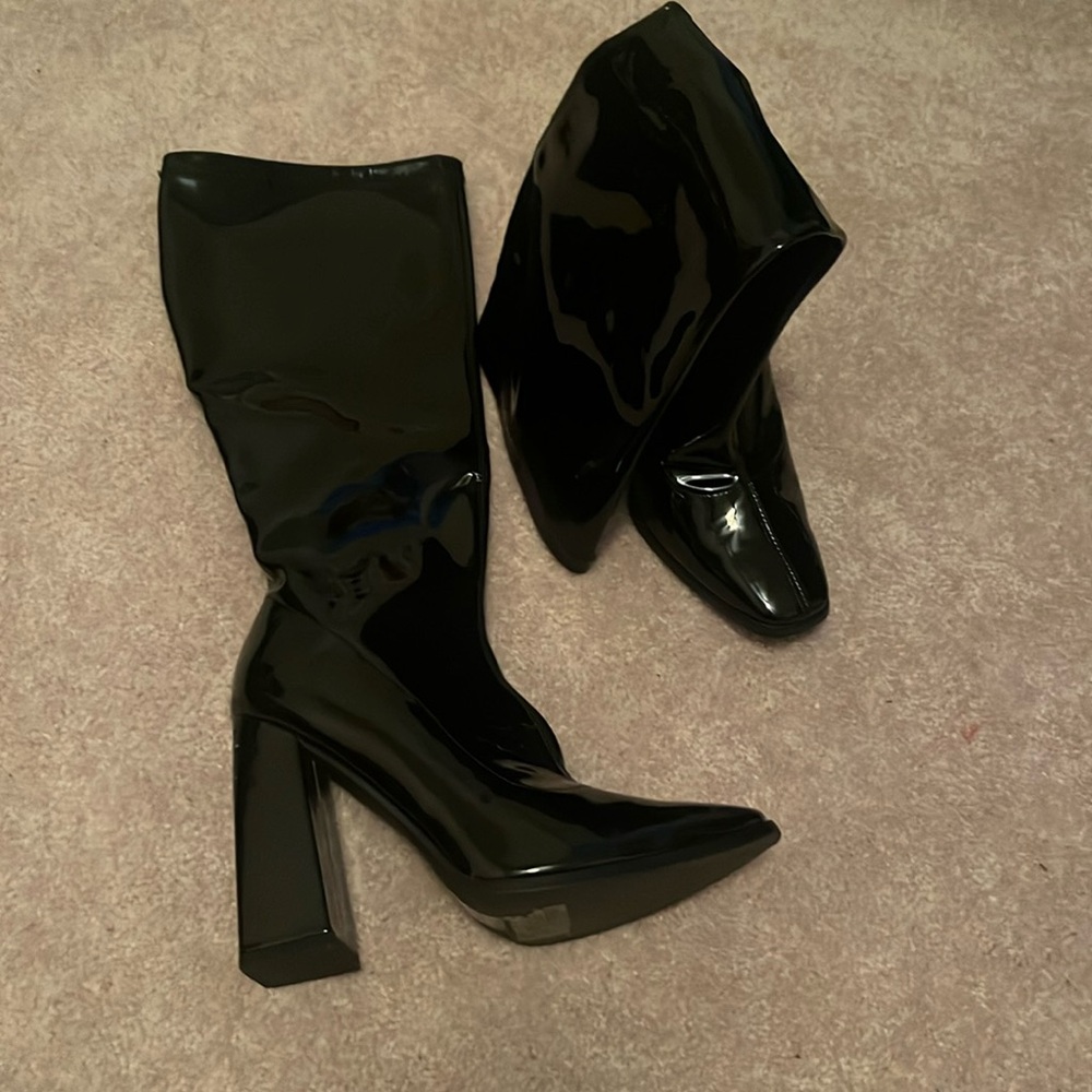 Vinyl Knee High Boots